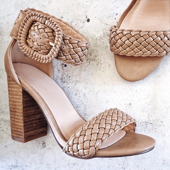 Tan | Weaved Ankle Strap Block Heel - Picture 6 of 6